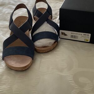 Naturalizer Navy Crisscross Slingback Wedge Sandal